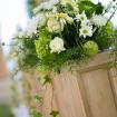 Wooden stand with green theme color 